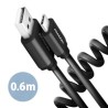 AXAGON BUCM-AM10TB, TWISTER kabel USB-C - USB-A, 0.6m, USB 2.0, 3A, ALU, tpe, černý