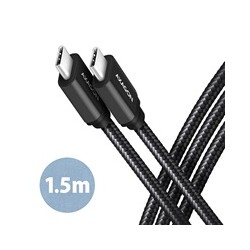 AXAGON BUCM3-CM15AB, SPEED kabel USB-C - USB-C, 1.5m, USB 3.2 Gen 1, PD 60W 3A, ALU, oplet, černý