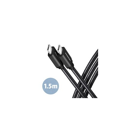 AXAGON BUCM3-CM15AB, SPEED kabel USB-C - USB-C, 1.5m, USB 3.2 Gen 1, PD 60W 3A, ALU, oplet, černý