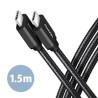 AXAGON BUCM3-CM15AB, SPEED kabel USB-C - USB-C, 1.5m, USB 3.2 Gen 1, PD 60W 3A, ALU, oplet, černý