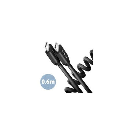 AXAGON BUCM-CM10TB, TWISTER kabel USB-C - USB-C, 0.6m, USB 2.0, PD 60W 3A, ALU, tpe, černý
