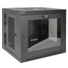 Skříň SmartRack 10U, Š 600mm, Hl 550mm, hloubka pro přepínače, prosklené dveře, montáž na stěnu