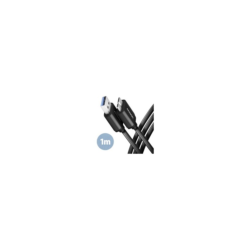 AXAGON BUMM3-AM10AB, SPEED kabel Micro-B USB - USB-A, 1m, USB 3.2 Gen 1, 3A, ALU, tpe, černý
