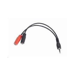 GEMBIRD Kabel rozdvojka jack 3,5mm (4 pólový) na 2x3,5mm M/F, 20cm, černý