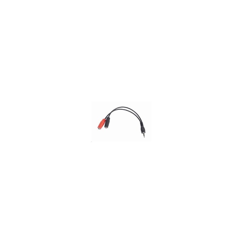 GEMBIRD Kabel rozdvojka jack 3,5mm (4 pólový) na 2x3,5mm M/F, 20cm, černý