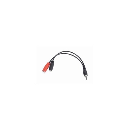 GEMBIRD Kabel rozdvojka jack 3,5mm (4 pólový) na 2x3,5mm M/F, 20cm, černý