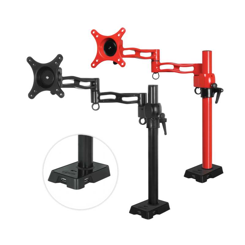 ARCTIC Z1 red - single monitor arm with USB Hub in