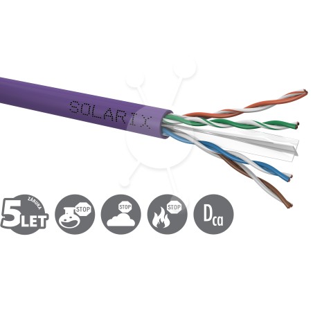 Instalační kabel Solarix UTP, Cat6, drát, LSOH, box 100m