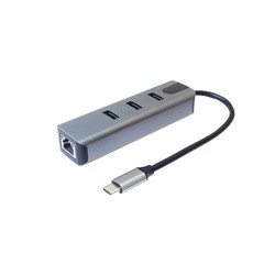 PremiumCord Adapter USB-C na Gigabit 10/100/1000Mbps + 3x USB3.2 konektor