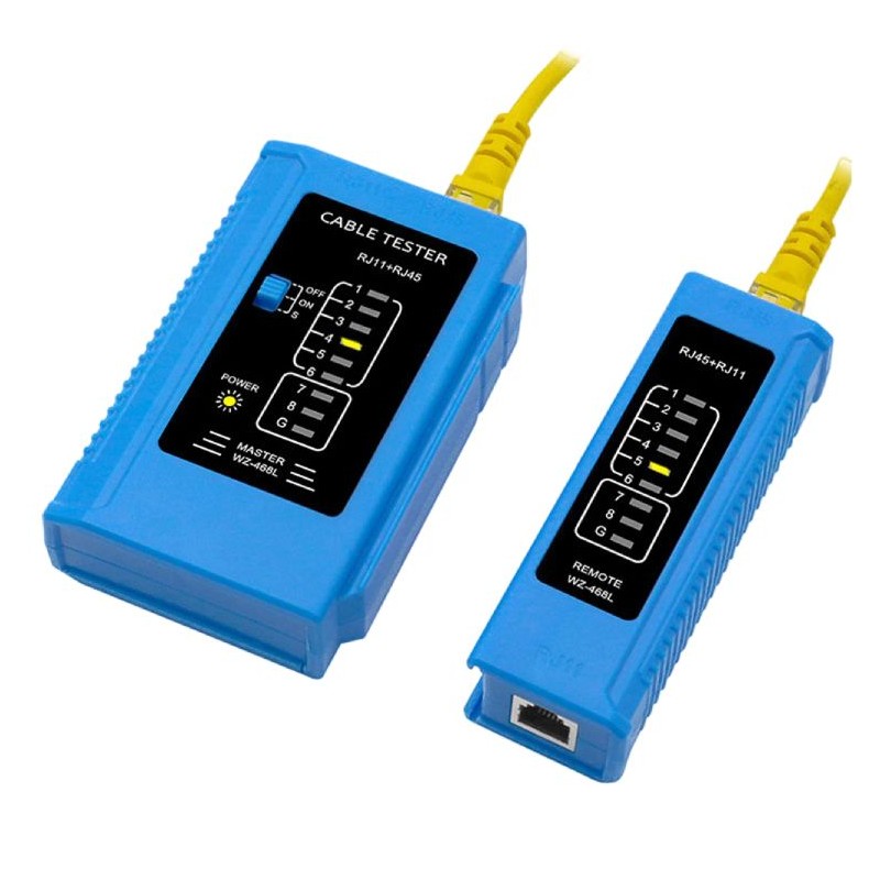 W-Star Tester kabelů UTP WS468BU RJ45 RJ11 STP Cat5e Cat7 modrá