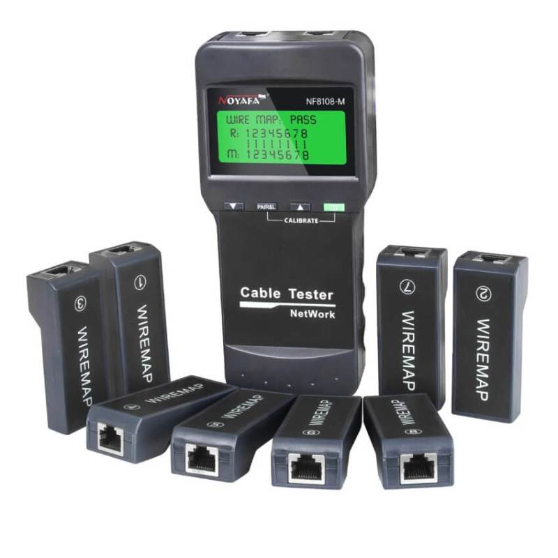 W-Star Tester kabelů WSNF8108M, RJ45, testuje délku kabelů, chyby na vedení, až 8 přijímačů