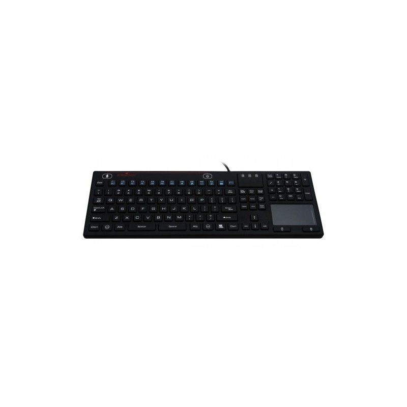 SK314-BL – Průmyslová silikonová antibakteriální klávesnice s touchpadem podsvícená, CZ, USB, IP68