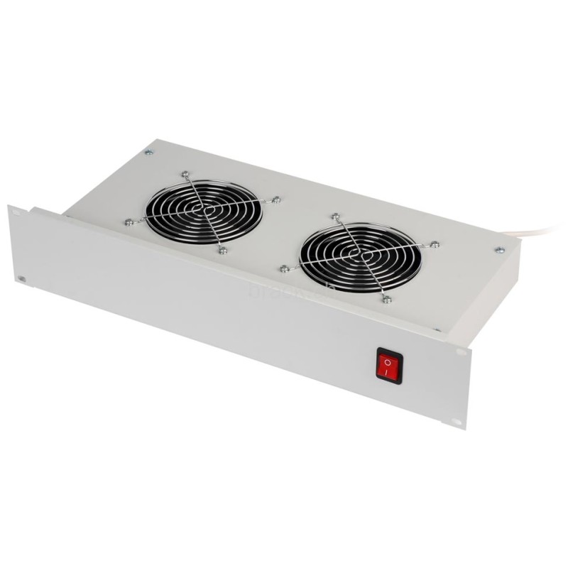19" horiz.vent.j.2xVent.-220V/46W termost.2U šedá