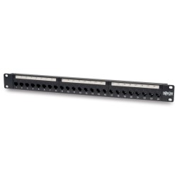 Patch panel průchozí pro montáž do racku 1U, 24x Cat6/Cat5, RJ45 Ethernet