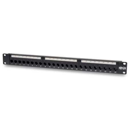 Patch panel průchozí pro montáž do racku 1U, 24x Cat6/Cat5, RJ45 Ethernet