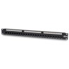 Patch panel průchozí pro montáž do racku 1U, 24x Cat6/Cat5, RJ45 Ethernet