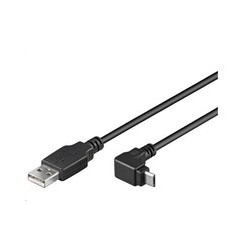 PremiumCord Kabel micro USB 2.0, A-B, konektor do úhlu 90° 1m (černý)