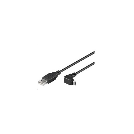 PremiumCord Kabel micro USB 2.0, A-B, konektor do úhlu 90° 1m (černý)
