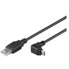 PremiumCord Kabel micro USB 2.0, A-B, konektor do úhlu 90° 1m (černý)