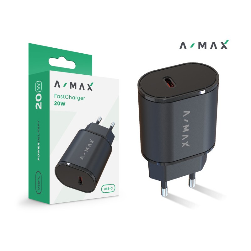 Aligator síťová nabíječka A-MAX PD 20W USB-C černá