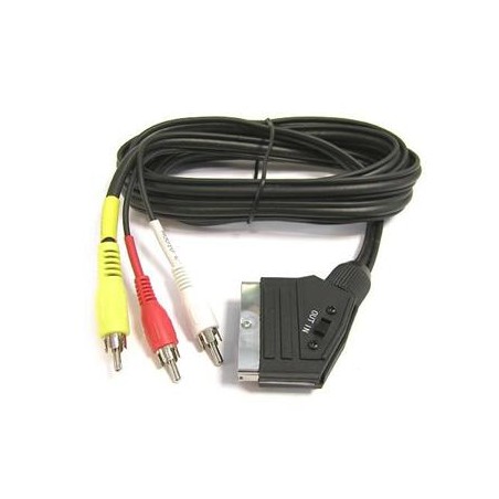 PremiumCord Kabel SCART - 3xCINCH M/M 1.5m in/out přepínač