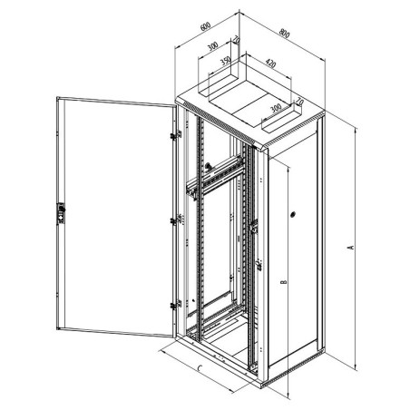 Stojanový rozvaděč 42U (š)800x(h)600 plech.dveře