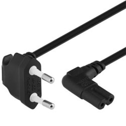 PremiumCord Kabel síťový 230V k magnetofonu se zahnutými konektory 0.75m