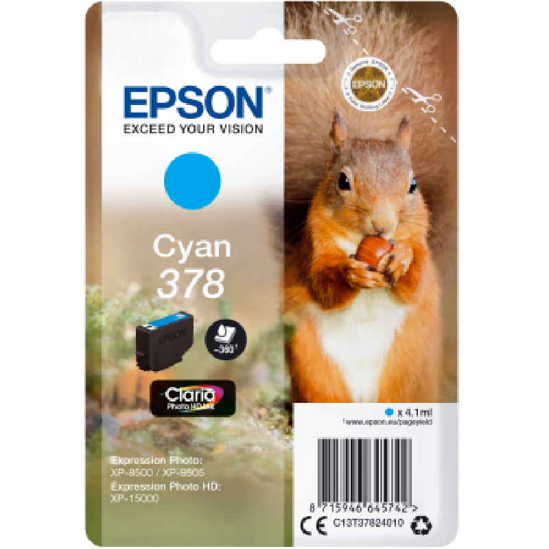 Epson Singlepack Cyan 378 Claria Photo HD Ink