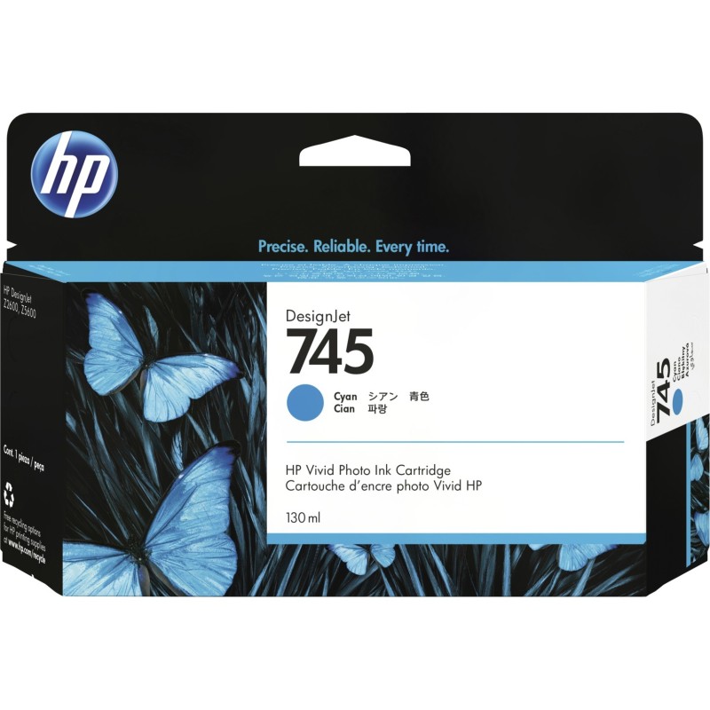 HP 745 inkoustová náplň azurová, F9J97A