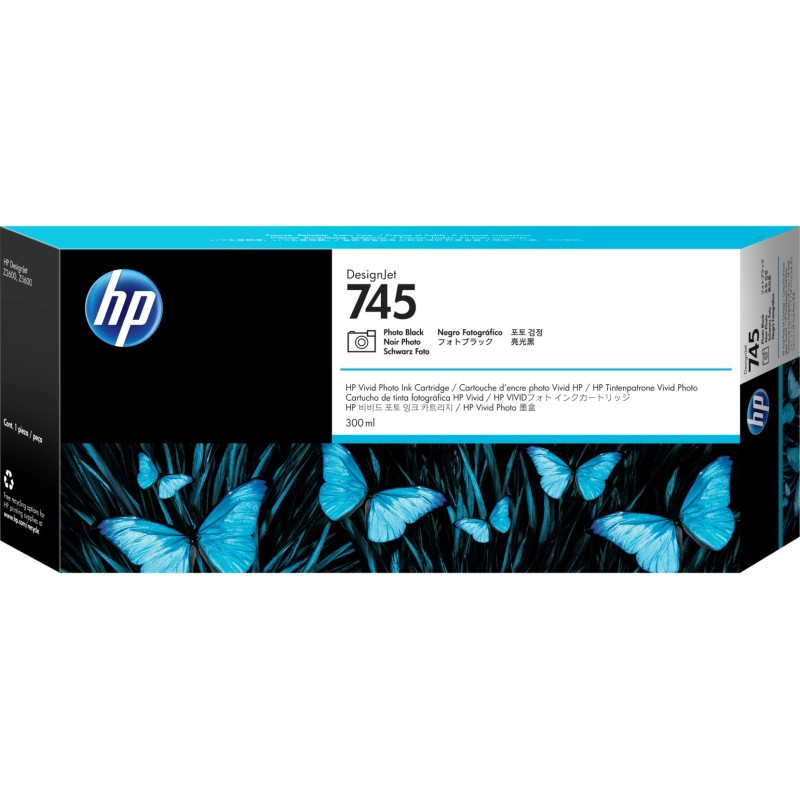 HP 745 inkoustová náplň foto. černá, F9K04A