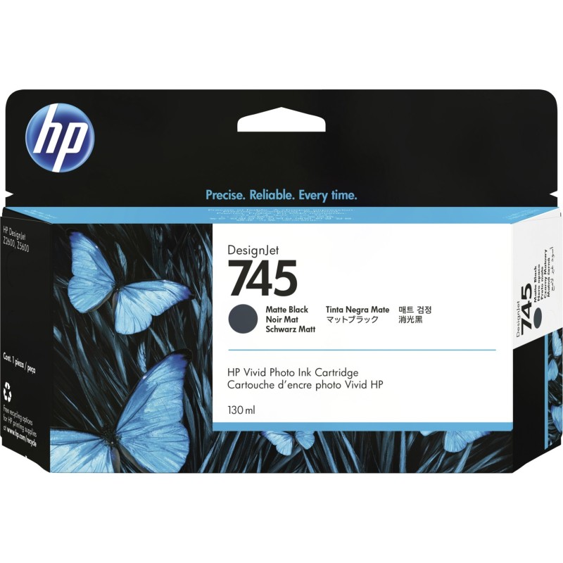 HP 745 inkoustová náplň matná černá, F9J99A