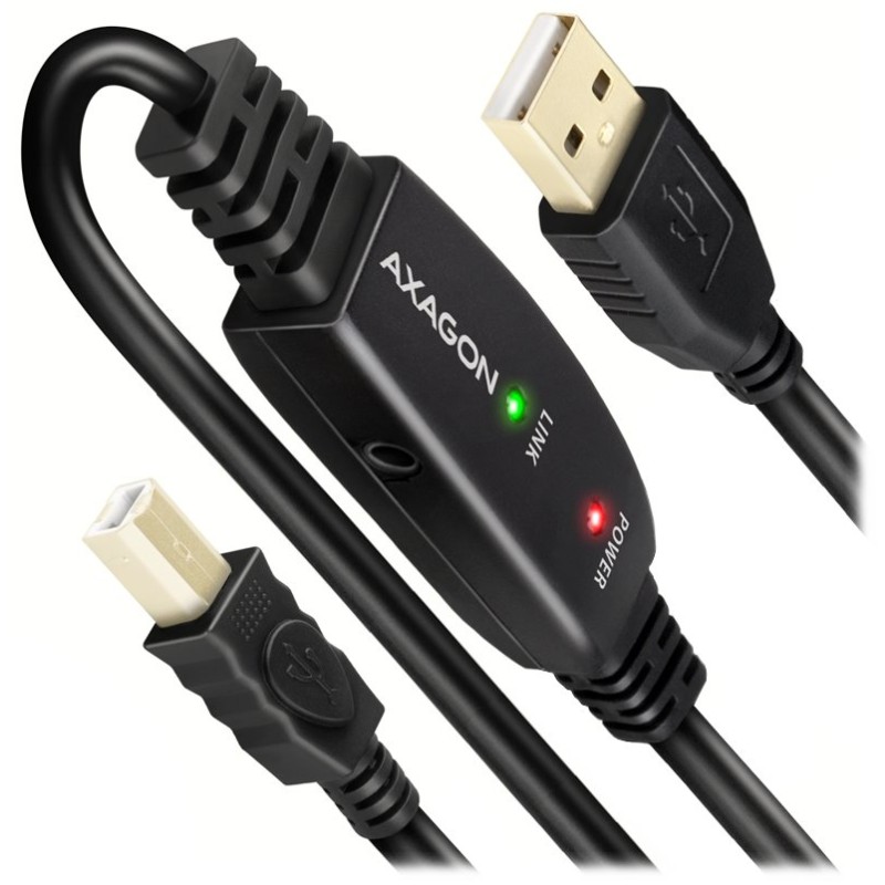 AXAGON ADR-210B, USB 2.0 A-M - B-M aktivní propojovací / repeater kabel, 10m