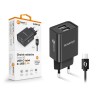Chytrá síťová nabíječka ALIGATOR 2,4A, 2xUSB, smart IC, černá, USB-C kabel