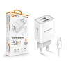 Chytrá síťová nabíječka ALIGATOR 2,4A, 2xUSB, smart IC, bílá, USB-C kabel