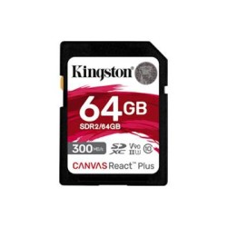 Kingston SDXC karta 64GB Canvas React Plus SDHC UHS-II 300R/260W U3 V90 for Full HD/4K/8K