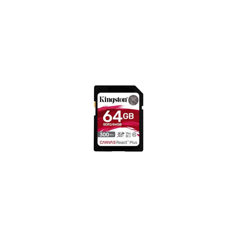 Kingston SDXC karta 64GB Canvas React Plus SDHC UHS-II 300R/260W U3 V90 for Full HD/4K/8K