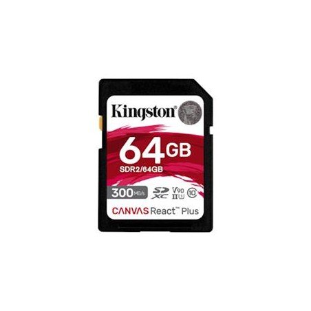 Kingston SDXC karta 64GB Canvas React Plus SDHC UHS-II 300R/260W U3 V90 for Full HD/4K/8K