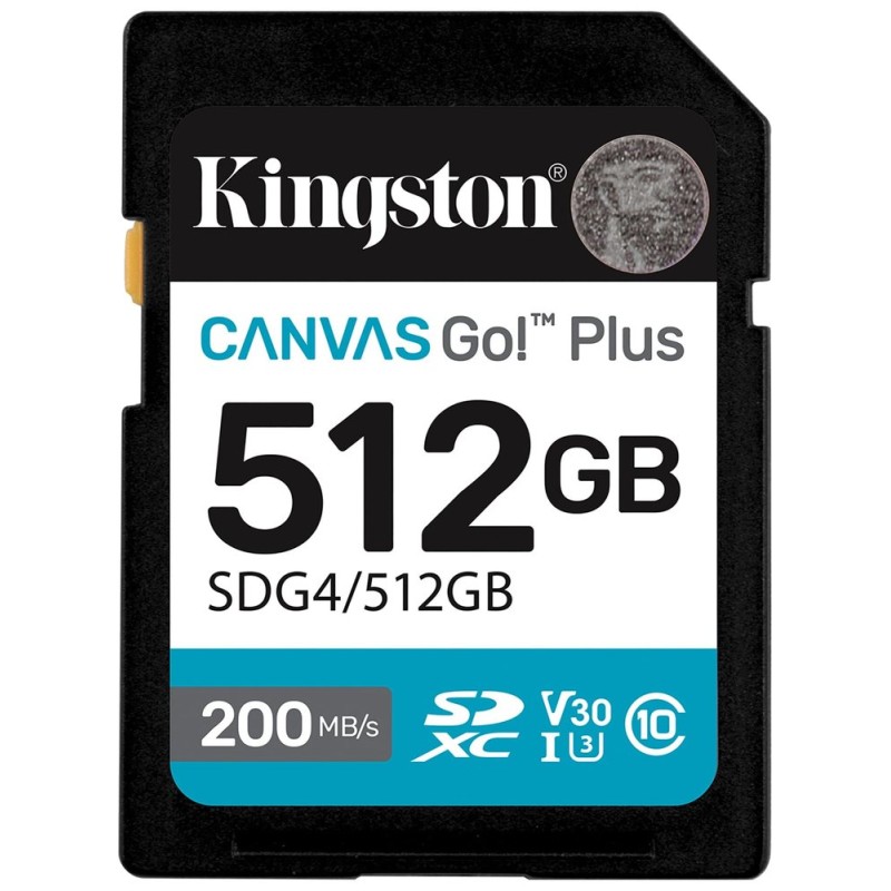 Kingston SDXC karta 512GB Canvas Go! Plus, R:200/W:160MB/s, Class 10, UHS-I, U3, V30