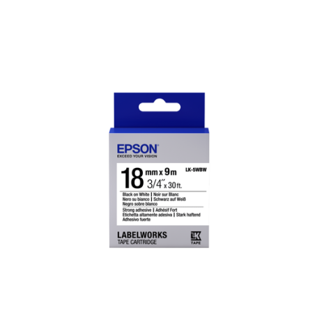Epson Label Cartridge Strong Adhesive LK-5WBW Black/White 18mm (9m)
