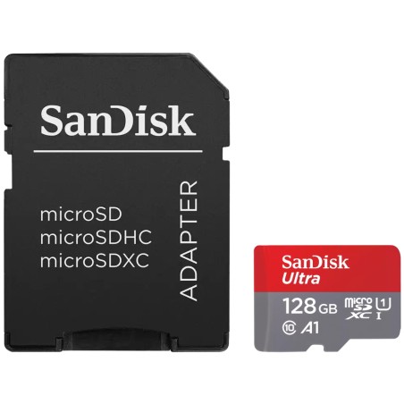 SanDisk MicroSDXC karta 128GB Ultra (140 MB/s, A1 Class 10 UHS-I) + adaptér
