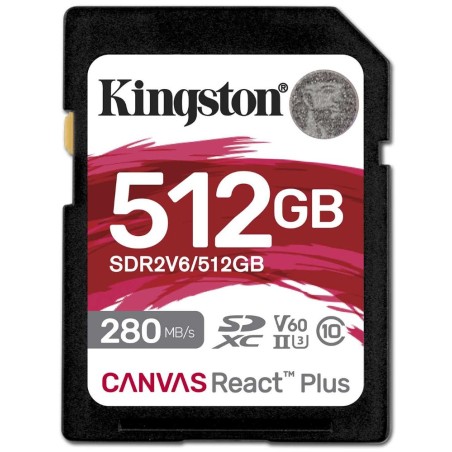 Kingston SDXC karta 512GB Canvas React Plus, UHS-II, U3, V60, R:280/W:150MB/s