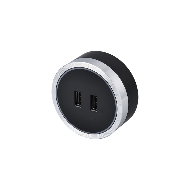 Zásuvkový modul Viking A50SB, stříbrno-černá/výstupy - 1xUSB-A/výkon až 2500W/230V,16A,50Hz