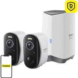 Baseus Venkovní kamera Security N1 Plus 2K (sada 2ks+centrální stanice) bílá