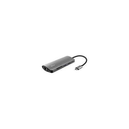 TRUST Dokovací stanIice DALYX USB-C 7v1, 1xHDMI, 1xUSB-C, 2xUSB, 1x RJ45, šedá