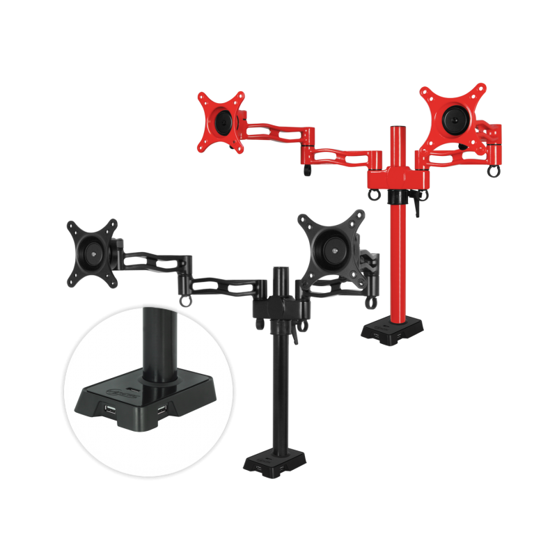 ARCTIC Z2 red - dual monitor arm with USB Hub inte