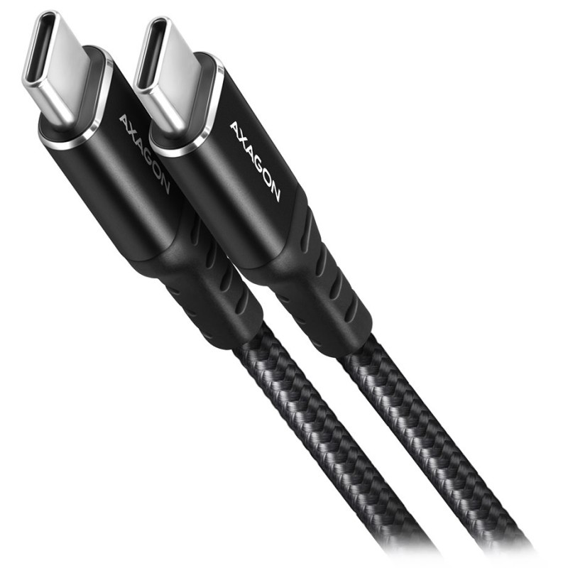 AXAGON BUCM-CM10AB, HQ kabel USB-C - USB-C, 1m, USB 2.0, PD 60W 3A, ALU, oplet, černý