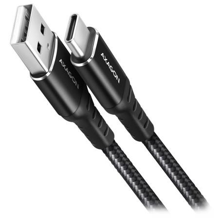 AXAGON BUCM-AM20AB, HQ kabel USB-C - USB-A, 2m, USB 2.0, 3A, ALU, oplet, černý