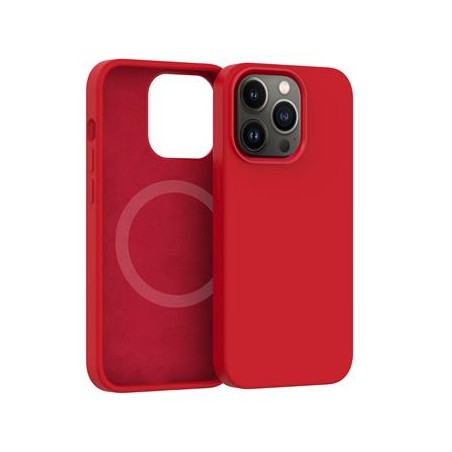 Silikonový kryt CARNEVAL SNAP pro iPhone 14 plus s MagSafe - červená
