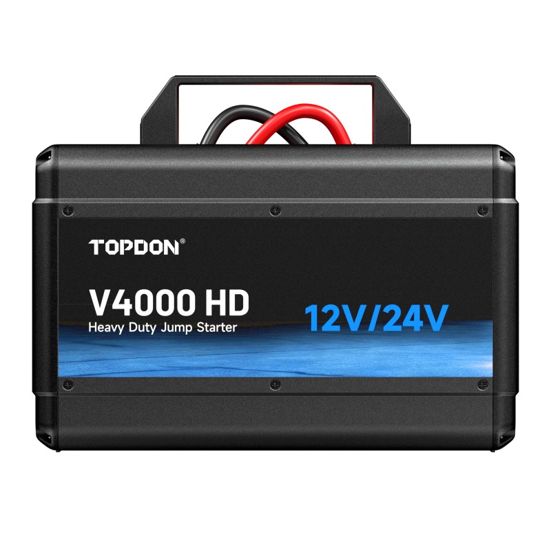 TOPDON Car Jump Starter V4000 HD/3000A (24V)/4000A (12V)/24000mAh/16l benzín/16l diesel/LED světlo |