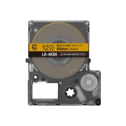 Epson zásobník se štítky – saténový pásek, LK-4KBK černá / zlatá, 12 mm (5 m)